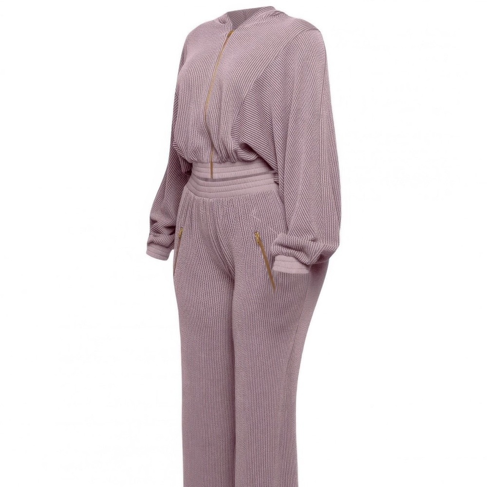 Zipper Closure Hoodie Jacket & Pants Set